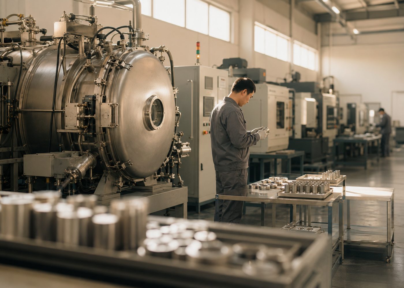 Vacuum sintering furnace and machining line at the TT Magnet factory in Yuyao